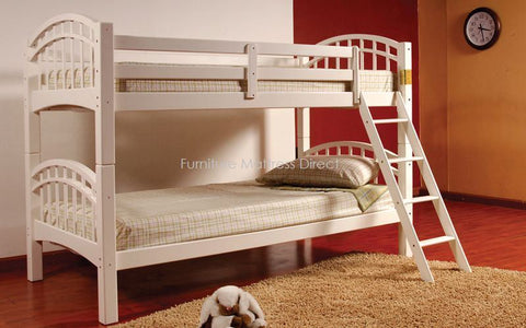 FurnitureMattressDirect- Twin Twin Detachable SolidWood Bunk Bed (White)
