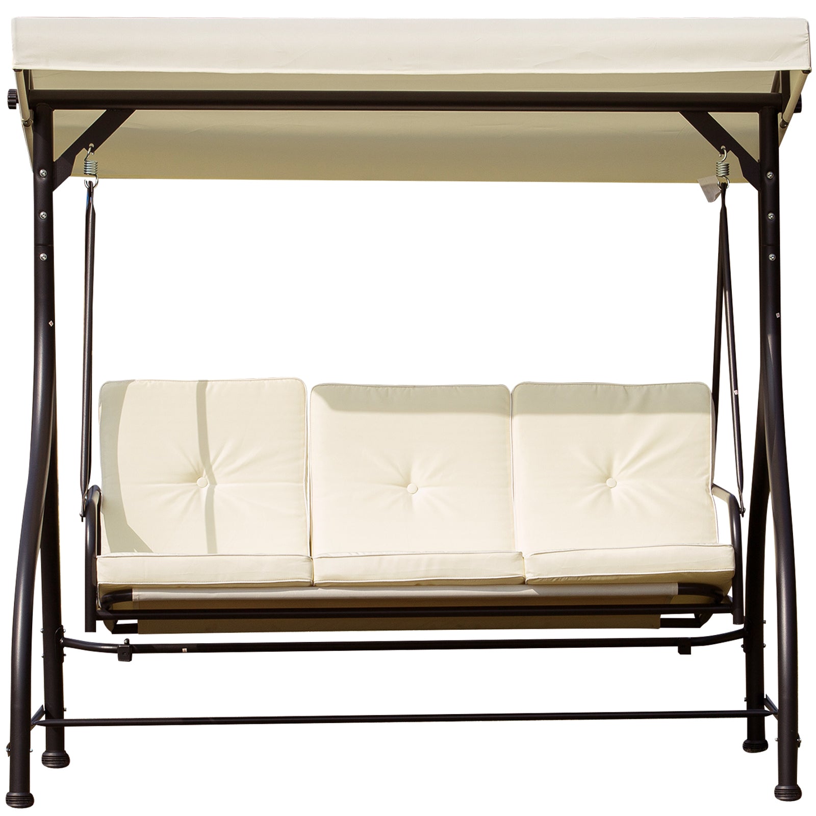 3 Person Outdoor Patio Daybed Patio Hammock Bed Adjustable Canopy Beige