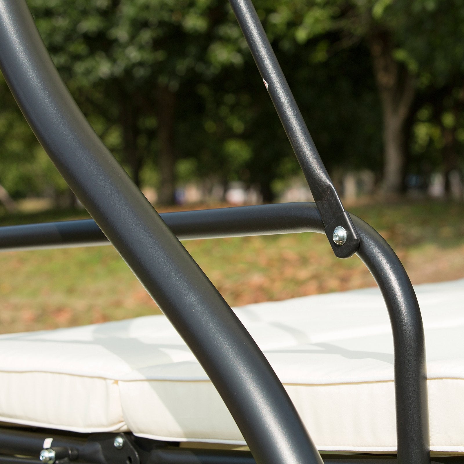 3 Person Outdoor Patio Daybed Patio Hammock Bed Adjustable Canopy Beige