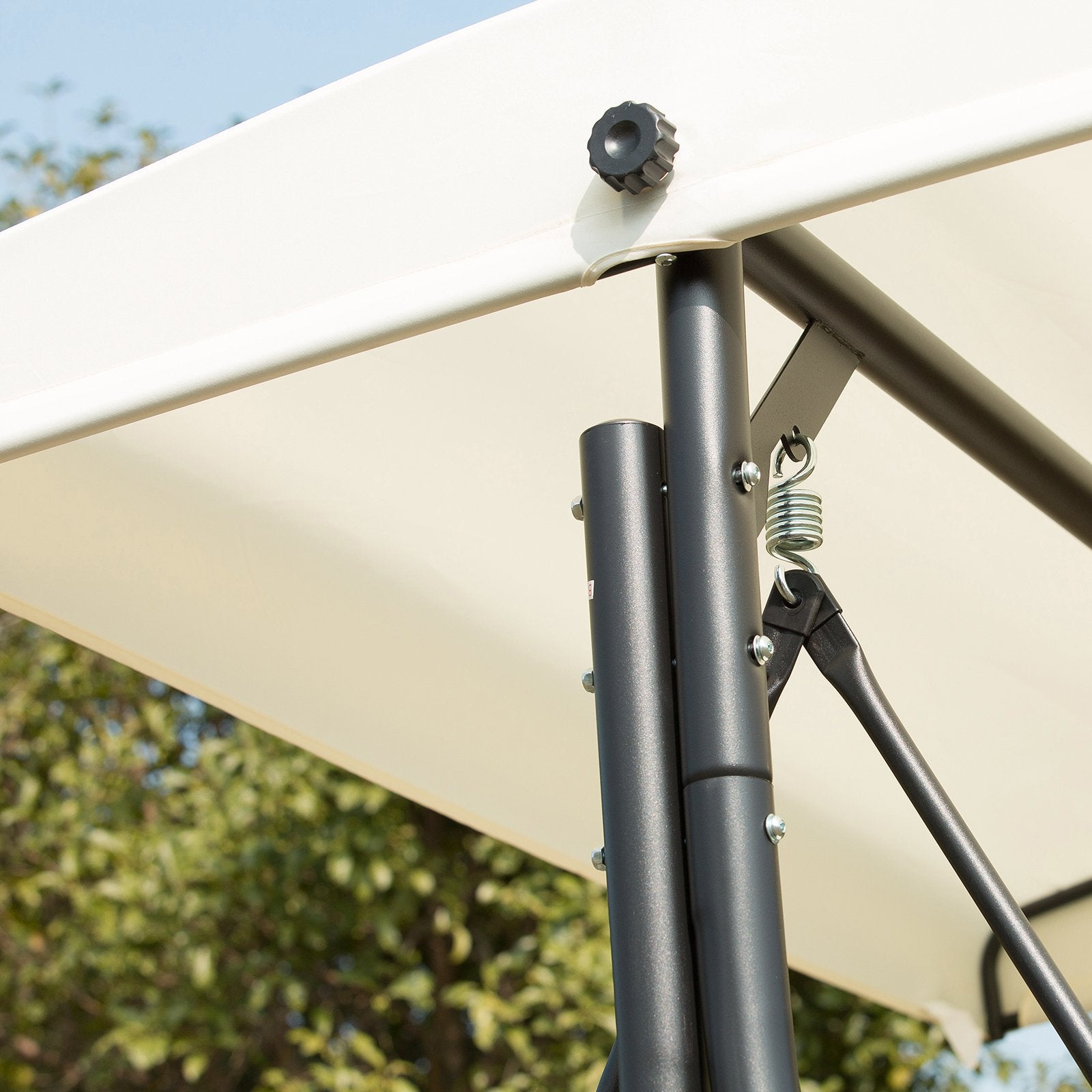 3 Person Outdoor Patio Daybed Patio Hammock Bed Adjustable Canopy Beige