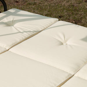 3 Person Outdoor Patio Daybed Patio Hammock Bed Adjustable Canopy Beige