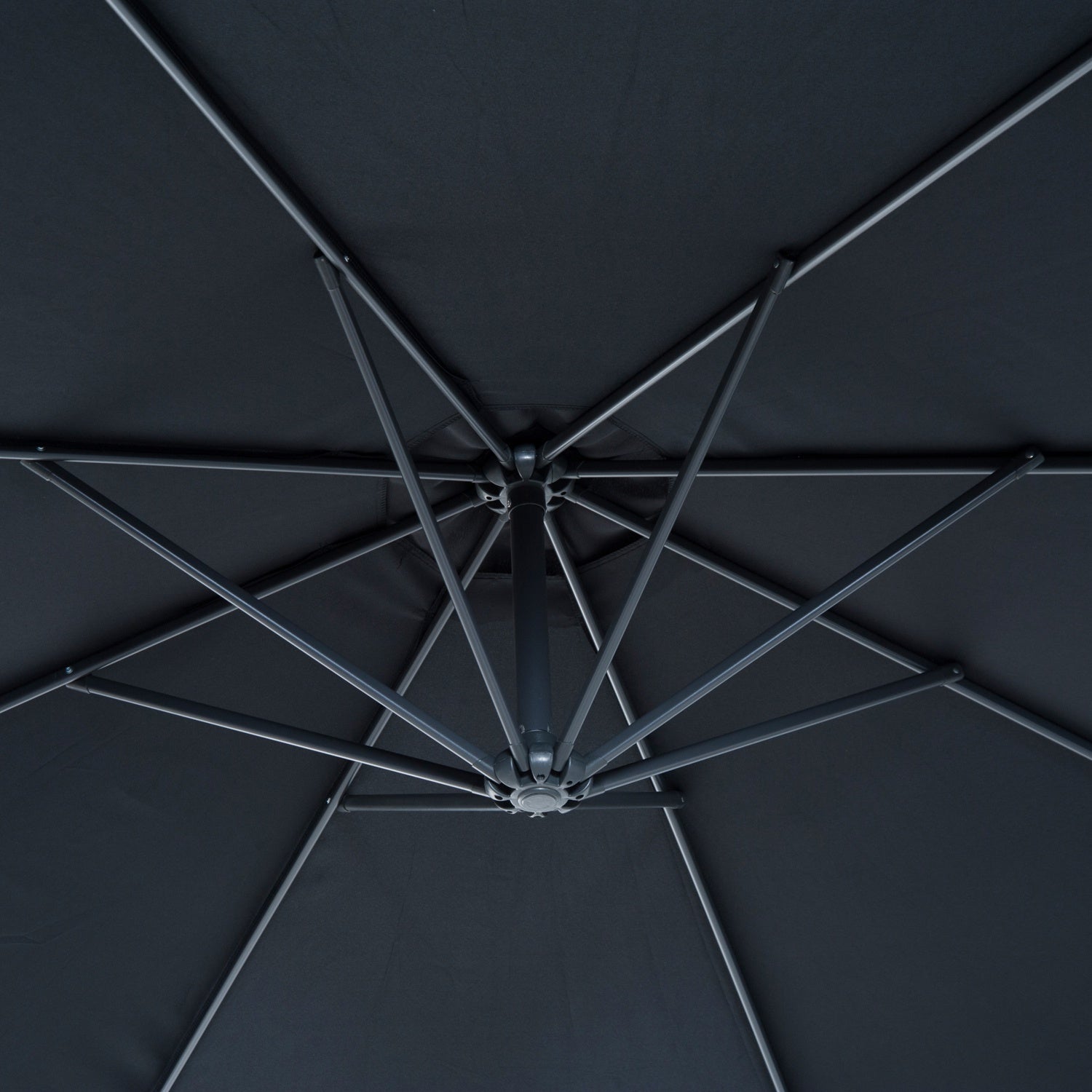 10' Deluxe Patio Umbrella Outdoor Market Parasol Banana Hanging Offset Sunshade Crank Cross Base Black