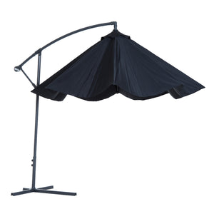 10' Deluxe Patio Umbrella Outdoor Market Parasol Banana Hanging Offset Sunshade Crank Cross Base Black