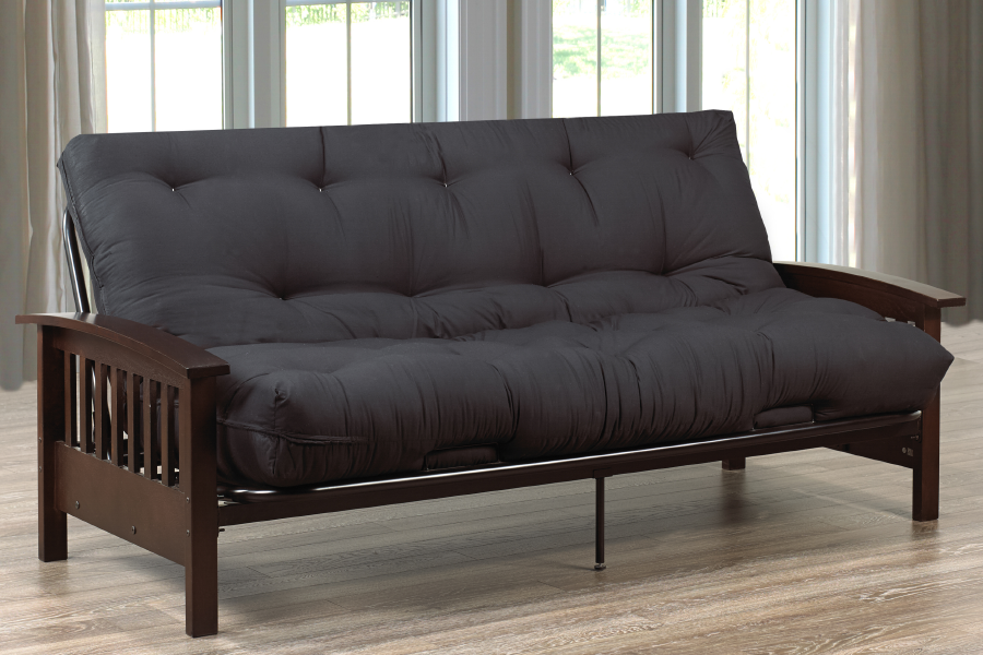 Wood and Metal Futon Frame - Black | Espresso - Arrival Dec 20