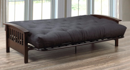 Wood and Metal Futon Frame - Black | Espresso - Arrival Dec 20