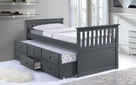 Twin/Twin Trundle Bed With Drawers - Grey