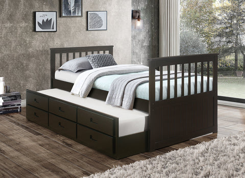 Image of Twin/Twin Trundle Bed With Drawers - Espresso -ONLY 1 LEFT!!