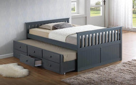 FURNITUREMATTRESSDIRECT-TRUNDLE BED WITH DRAWERS - GREY A-TB110