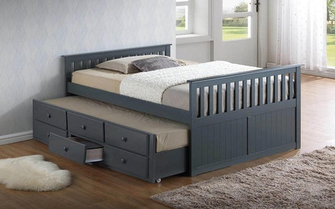 FURNITUREMATTRESSDIRECT-TRUNDLE BED WITH DRAWERS - GREY A-TB110