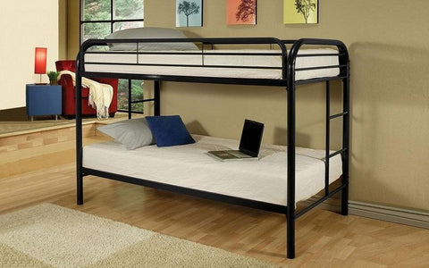 Image of FurnitureMattressDirect-Bunk Bed - Twin over Twin with Metal - Black | White | Grey A25