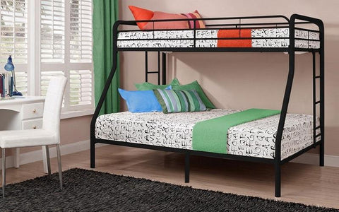 Image of FurnitureMattressDirect-Bunk Bed - Twin over Double with Metal - Black | White | Grey A26