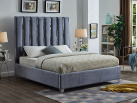 Platform FurnitureMattressDirect-Bed with Velvet Fabric and Chrome Legs - Black A85