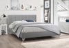 FurnitureMattressDirect-Platform Bed with Vertical Tufted Fabric and Chrome Legs - Grey A80