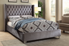 FurnitureMattressDirect-Platform Bed with Velvet Fabric - Grey A62