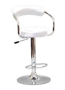 FURNITUREMATTRESSDIRECT-BAR STOOL WITH CURVED BACK & 360° SWIVEL LEATHER SEAT IN WHITE D-BS121