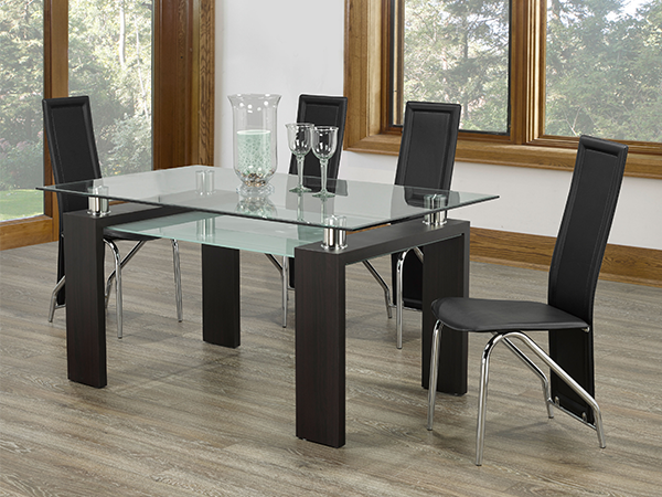 FURNITUREMATTRESSDIRECT-KITCHEN SET WITH FROSTED GLASS AND ESPRESSO CHROME H-KS153