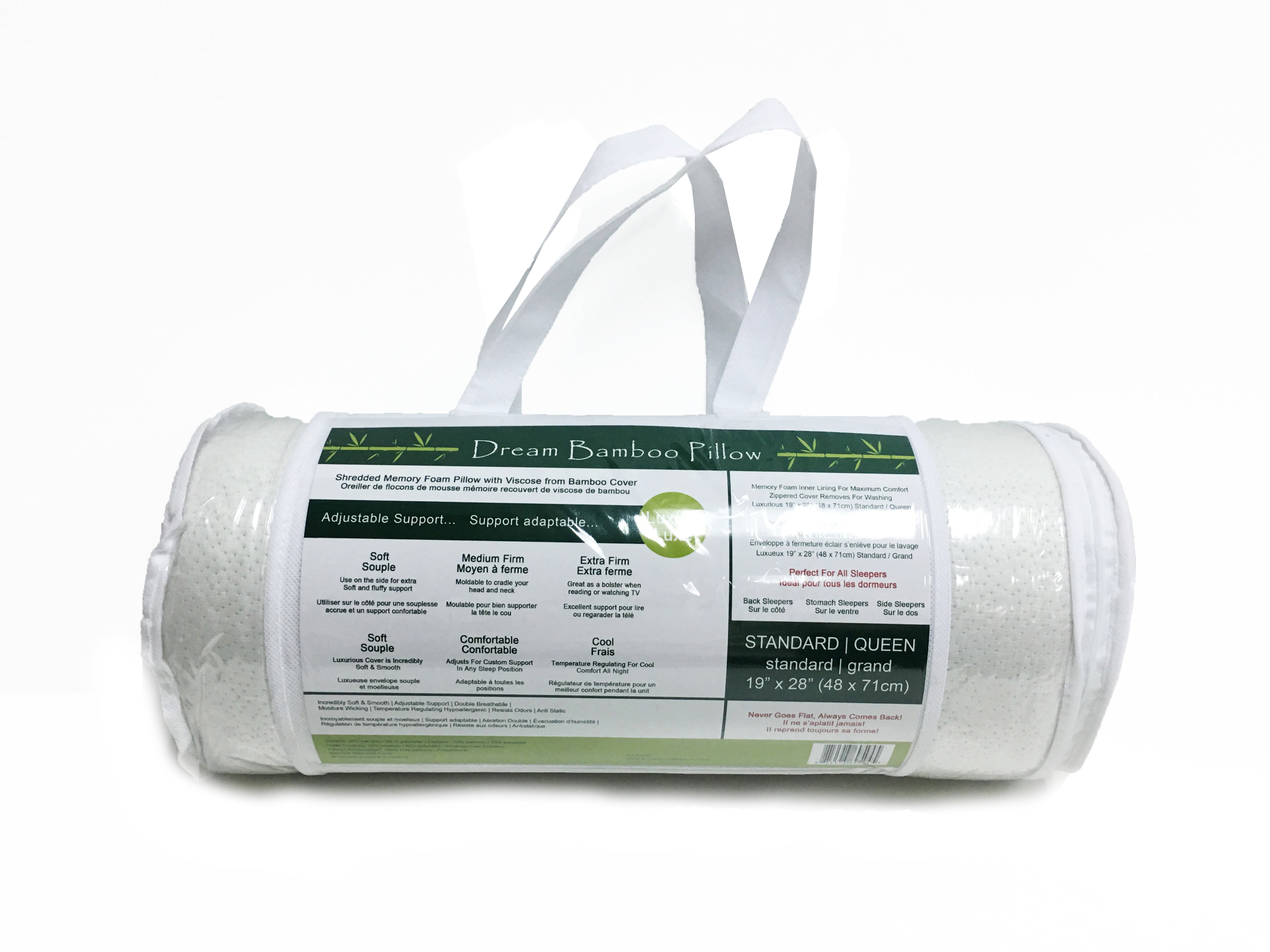 Ultraflex Cozy - Orthopedic Hypoallergenic Eco-friendly Stay Cool Comfort Memory Foam Bamboo Pillow