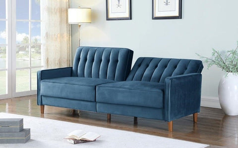 Velvet Sofa Bed- Blue ***Shipped in the GTA Area Only***