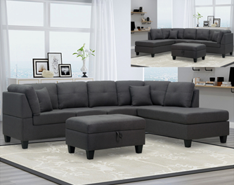 Charcoal Grey Sectional Set