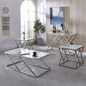 Coffee Set with White Marble Glass