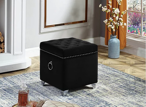 Image of Ottoman with Storage-Black