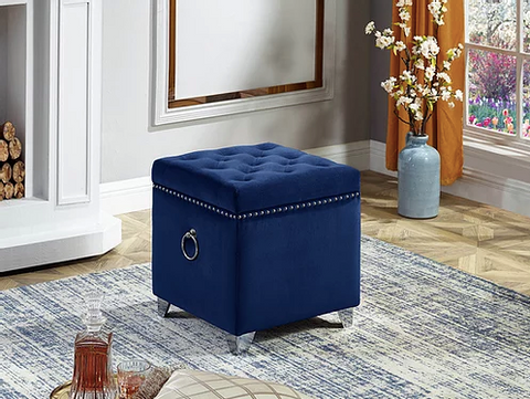 Image of Ottoman with Storage-Blue