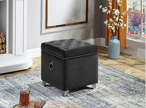 Image of Ottoman with Storage in Grey
