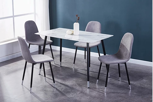 5pc Dinette Set-Grey & White