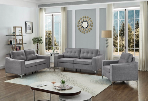 Image of 3Pc Sofa Set-Grey ****SHIPPING TO GTA ONLY****