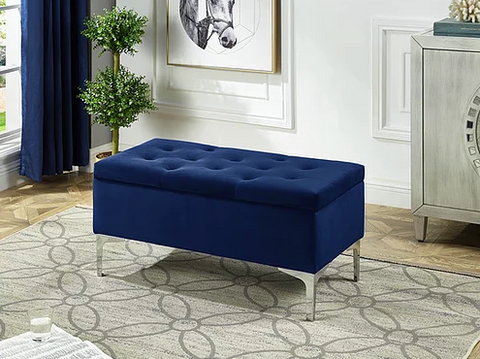 Image of Blue Velvet Storage Bench