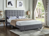 Grey Fabric Bed with a Square Pattern Tufted Headboard and Storage Drawer (Bed in a Box)