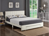 White PU Bed with Padded Headboard and Storage Drawer