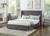 Grey Velvet Fabric Wing Bed with Deep Tufting and Chrome Legs