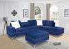 Velvet Blue Sectional Set with Ottoman ***Shipped to the GTA Area Only***
