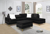 Velvet Black Sectional Set with Ottoman ***Shipped to the GTA Area Only***