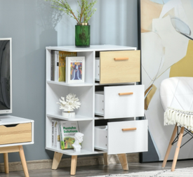 Floor Storage Cabinet with 3 Drawers & 3 Shelves Free Standing Cupboard Chest, Sideboard Storage Organizer for Bedroom Living Room Office