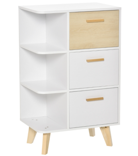 Floor Storage Cabinet with 3 Drawers & 3 Shelves Free Standing Cupboard Chest, Sideboard Storage Organizer for Bedroom Living Room Office