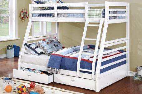 Twin Over Double Bunk Bed in White