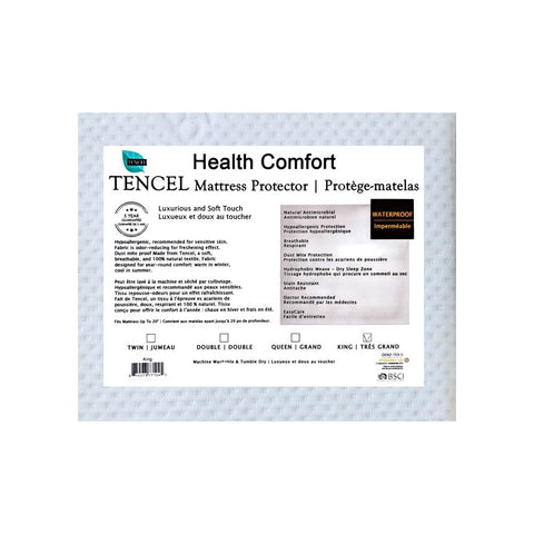 Image of Health Comfort- Waterproof Antimicrobial Tencel Mattress Protector with Breathable Hypoallergenic Protection