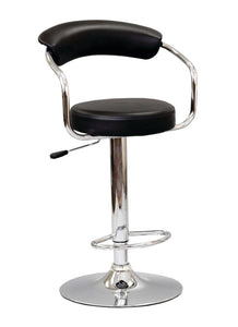 FURNITUREMATTRESSDIRECT-BAR STOOL WITH CURVED BACK & 360° SWIVEL LEATHER SEAT IN  BLACK D-BS124