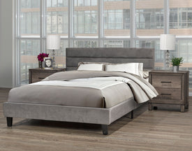 VELVET DOUBLE BED IN A BOX GREY