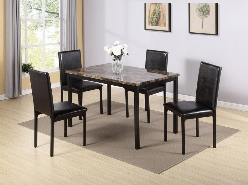 FURNITUREMATTRESSDIRECT-5PC DINETTE SET - MARBLE TABLE TOP H-KS103