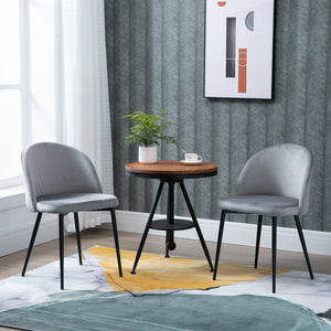 Set of 2 Modern Dining Chairs, Mid-Back Velvet-touch Upholstery Side Chair Table Chair for Living Room Dining Room, Grey