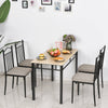 5 Pieces Dining Set 1 Table 4 Chairs Cushion Seat Wood Color for Home Kitchen