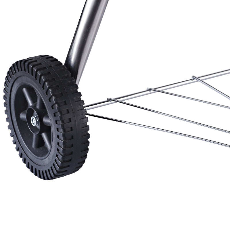 Charcoal BBQ Grill Portable Outdoor Camp Picnic Barbecue w/ Wheels and Storage Shelves