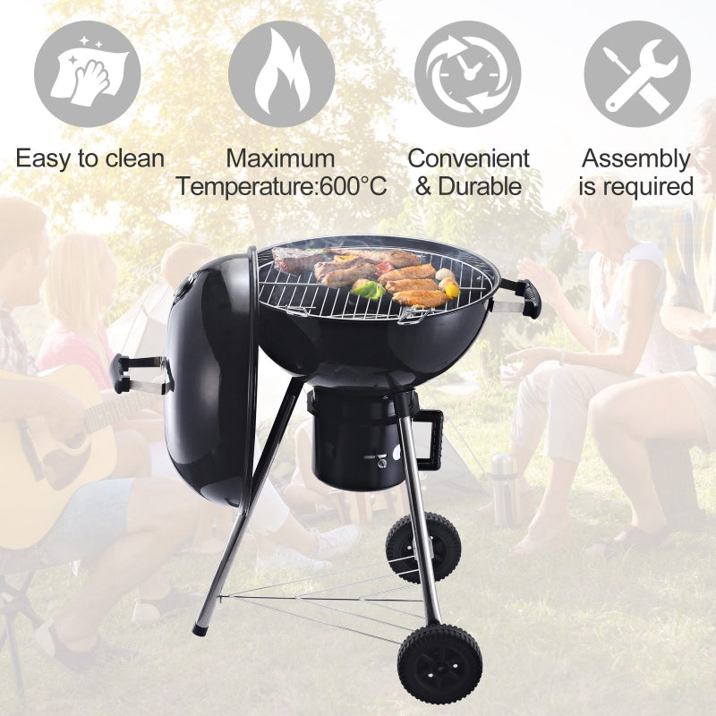 Charcoal BBQ Grill Portable Outdoor Camp Picnic Barbecue w/ Wheels