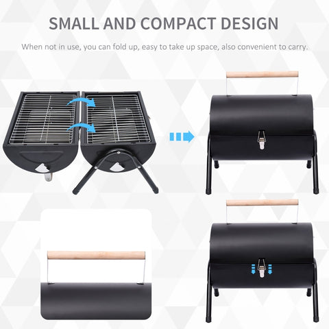 Image of Tabletop Portable Charcoal Grill Outdoor Folding Barbecue Grill BBQ Heat Smoker Grilling
