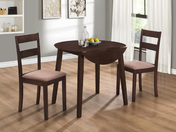 FURNITUREMATTRESSDIRECT-Kitchen Set Solid Wood with Extendable Leafs - 3 pc - Espresso  H-KS177