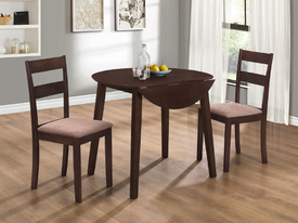 FURNITUREMATTRESSDIRECT-Kitchen Set Solid Wood with Extendable Leafs - 3 pc - Espresso  H-KS177