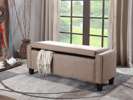 FURNITUREMATTRESSDIRECT-STORAGE BENCH WITH NAIL HEADS IN BEIGE BS110